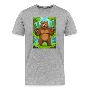 Braunbär – mächtiges Waldraubtier in Amerika - Männer Premium Bio T-Shirt - Grau meliert - Vorne - Damien (186cm)