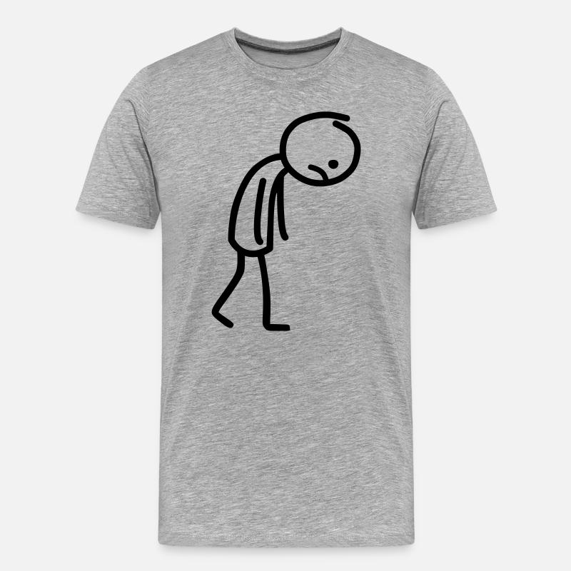 Strichmännchen Traurig Strichmann Strichzeichnung - Männer Premium Bio T-Shirt - Grau meliert
