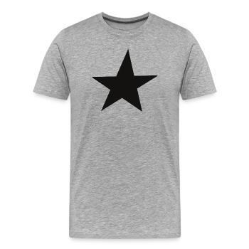 Étoile noire minimaliste - Dessinée à la main - T-shirt bio Premium Homme - gris chiné - Devant - Damien (186cm)