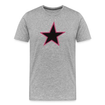 Pink Umrandung Star Design - Männer Premium Bio T-Shirt - Grau meliert - Vorne - Damien (186cm)