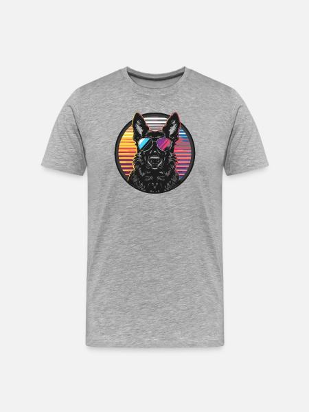 Cooler Hund mit Sonnenbrille - Männer Premium Bio T-Shirt - Grau meliert