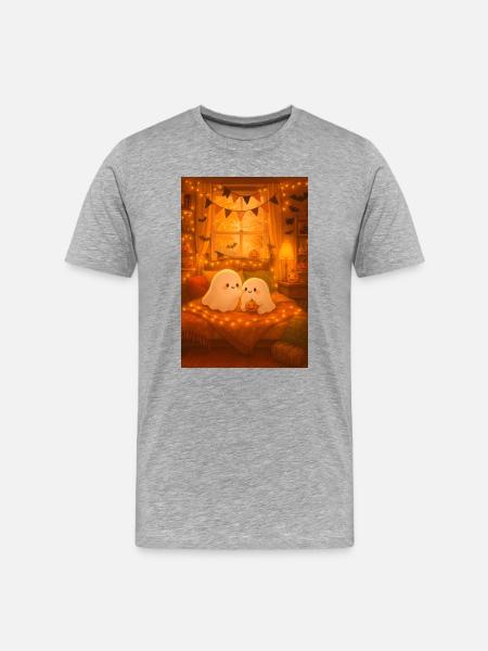 Cute Halloween Ghosts - Men's Premium Organic T-Shirt - heather grey
