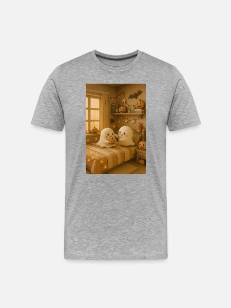 Mignon Halloween Fantômes Mignon - T-shirt bio Premium Homme - gris chiné