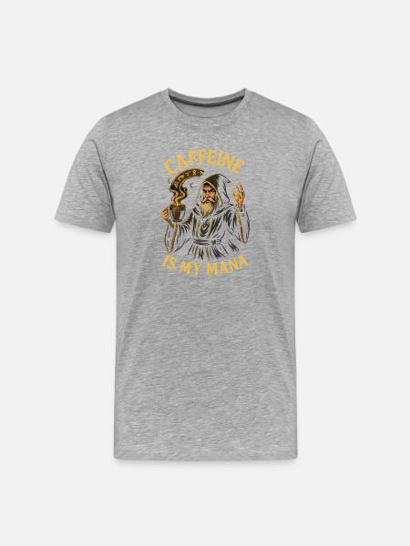 Caffeine Is My Mana Wizard Illustration - Men's Premium Organic T-Shirt - heather grey