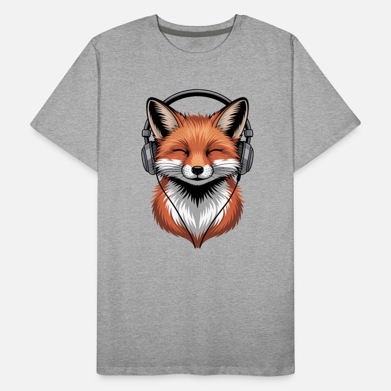 Fuchs mit Kopfhörern Männer Premium Bio T-Shirt