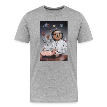 Isaac der Bot - Männer Premium Bio T-Shirt - Grau meliert - Vorne - Damien (186cm)
