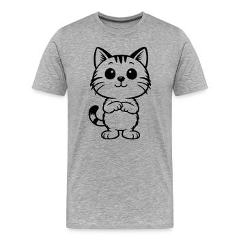 Niedliche Katze getigert - Männer Premium Bio T-Shirt - Grau meliert - Vorne - Damien (186cm)
