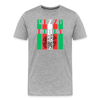 Pizza Italy Style Illustration - Men's Premium Organic T-Shirt - heather grey - Front - Damien (186cm)
