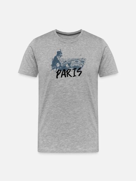 Paris with gargoyle of Notre Dame - Men's Premium Organic T-Shirt - heather grey