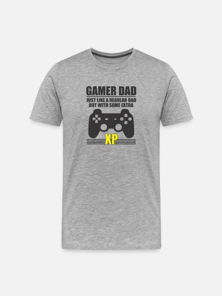 Gamer Dad XP Tee - Men's Premium Organic T-Shirt - heather grey
