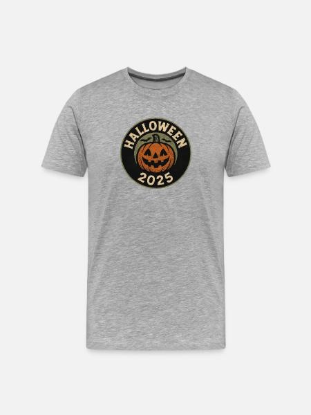 Halloween Pumpkin Motif 2025 - Men's Premium Organic T-Shirt - heather grey