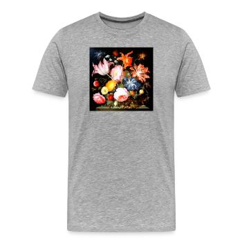Vital floral composition in Flemish Baroque style - Men's Premium Organic T-Shirt - heather grey - Front - Damien (186cm)