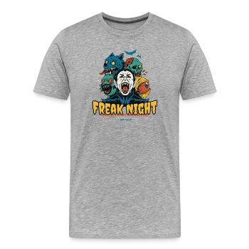 Horror Night with Classic Monsters - Men's Premium Organic T-Shirt - heather grey - Front - Damien (186cm)