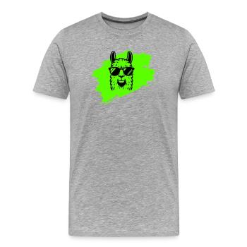 Llama or alpaca with sunglasses in neon style - Men's Premium Organic T-Shirt - heather grey - Front - Damien (186cm)