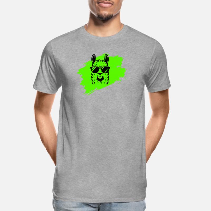 Lama oder Alpaka mit Sonnenbrille im Neonstil Männer Premium Bio T-Shirt