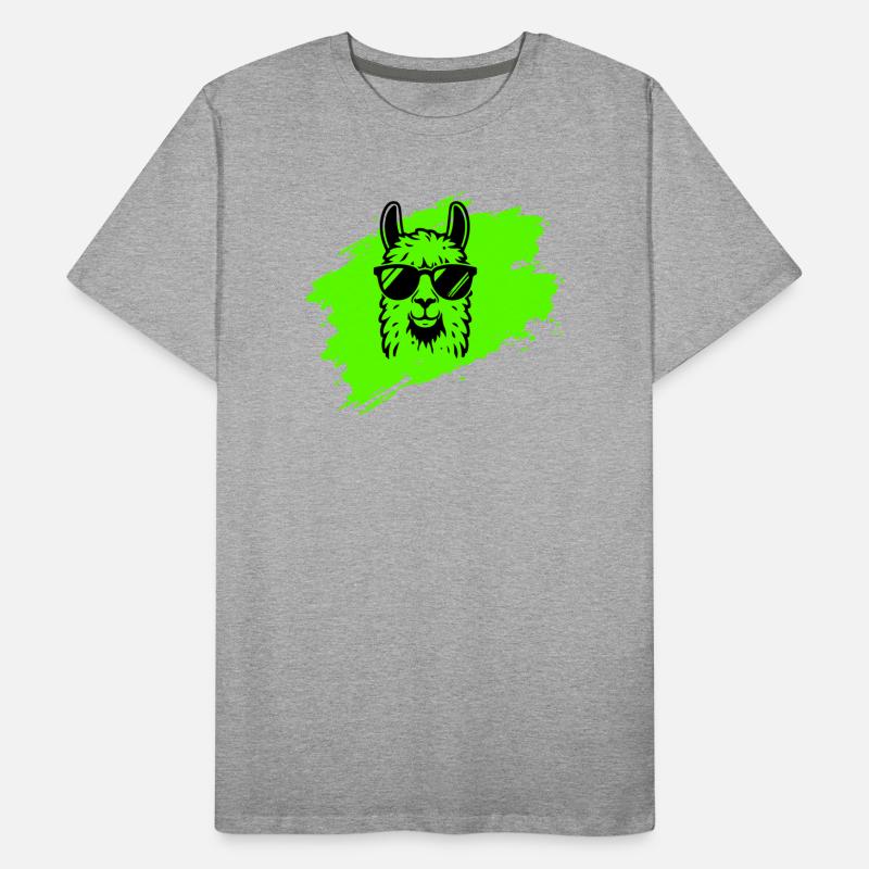 Lama oder Alpaka mit Sonnenbrille im Neonstil Männer Premium Bio T-Shirt