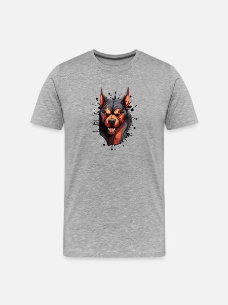 Doberman Head Dog - Men's Premium Organic T-Shirt - heather grey
