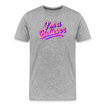 Je suis un croyant Foi Disco Party Design - T-shirt bio Premium Homme - gris chiné - Devant - Damien (186cm)