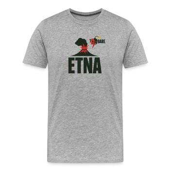 T-shirt graphique de l’éruption de l’Etna - T-shirt bio Premium Homme - gris chiné - Devant - Damien (186cm)