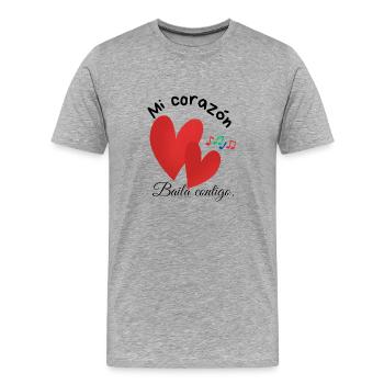 Coeurs rouges - T-shirt bio Premium Homme - gris chiné - Devant - Damien (186cm)