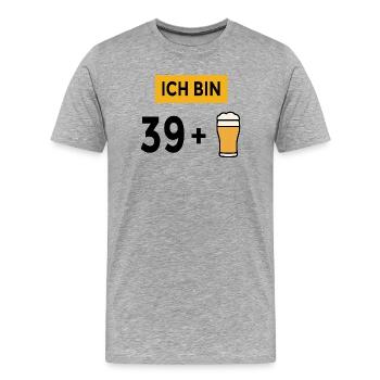 9 + 1 bière disant hommes 40e anniversaire - T-shirt bio Premium Homme - gris chiné - Devant - Damien (186cm)