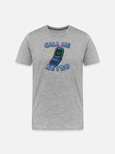 Retro Flip Phone Call Me Design - Men's Premium Organic T-Shirt - heather grey