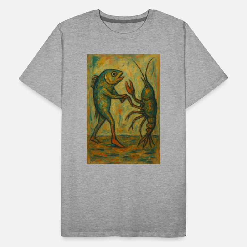 Abstrait Danse du poisson Impression d’art T-shirt bio Premium Homme