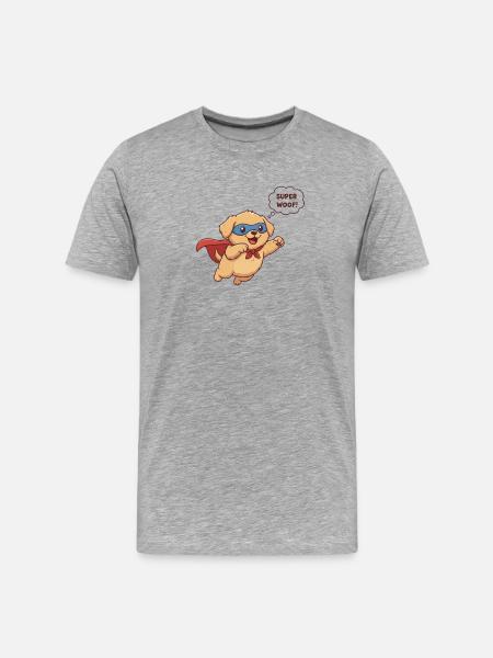 Super dog logo on funny bag - Men's Premium Organic T-Shirt - heather grey