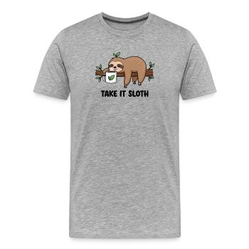 Lazy Latte - Men's Premium Organic T-Shirt - heather grey - Front - Damien (186cm)