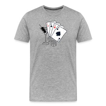 Conception de carte à jouer avec des motifs d’as - T-shirt bio Premium Homme - gris chiné - Devant - Damien (186cm)