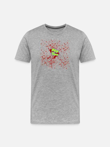 Blutige Schrift: Play Time - Männer Premium Bio T-Shirt - Grau meliert