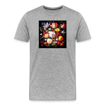 Vibrant floral splendour in Baroque style Flemish - Men's Premium Organic T-Shirt - heather grey - Front - Damien (186cm)