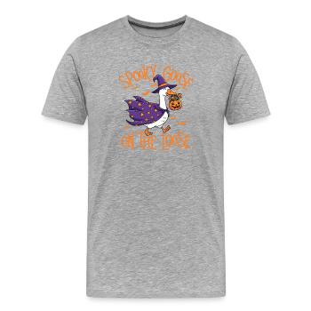 Spooky Goose On The Loose Halloween Humour - T-shirt bio Premium Homme - gris chiné - Devant - Damien (186cm)