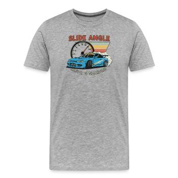 Slide Angle: Master of Transition - Männer Premium Bio T-Shirt - Grau meliert - Vorne - Damien (186cm)