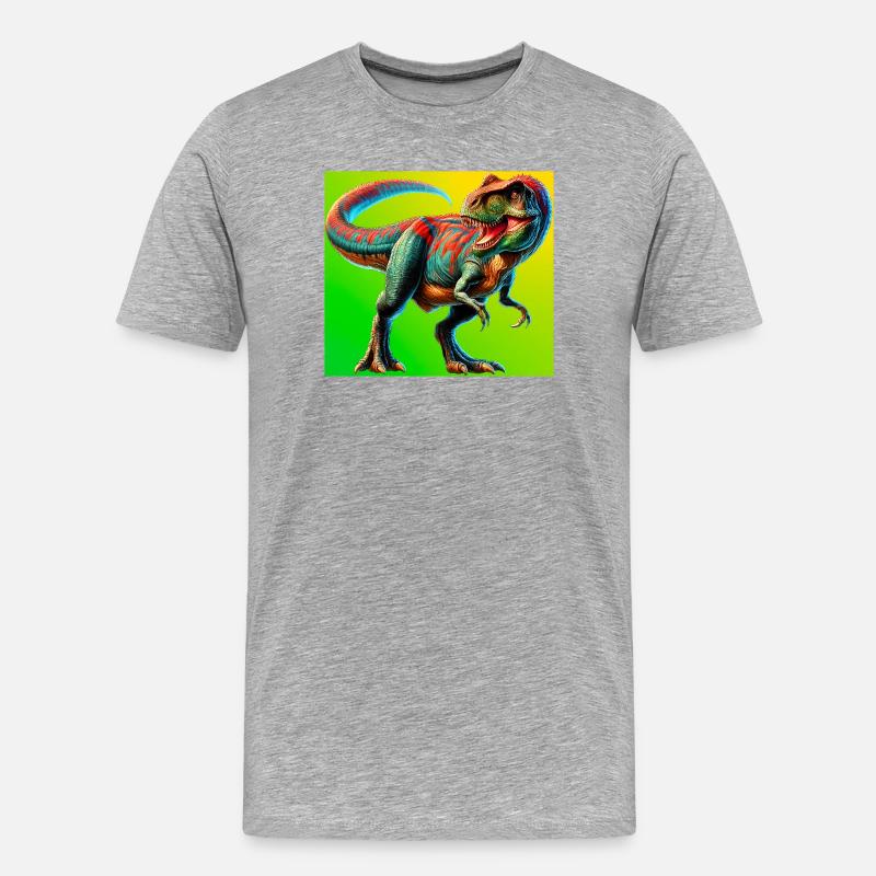 Dinosaurier - Männer Premium Bio T-Shirt - Grau meliert