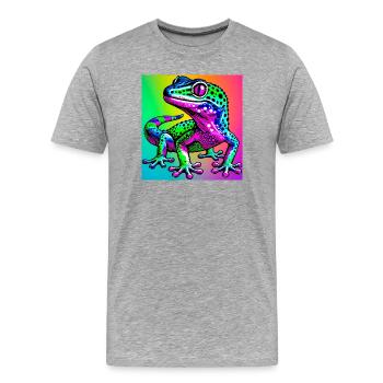 Gecko - T-shirt bio Premium Homme - gris chiné - Devant - Damien (186cm)
