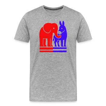 Elephant and Donkey USA - T-shirt bio Premium Homme - gris chiné - Devant - Damien (186cm)