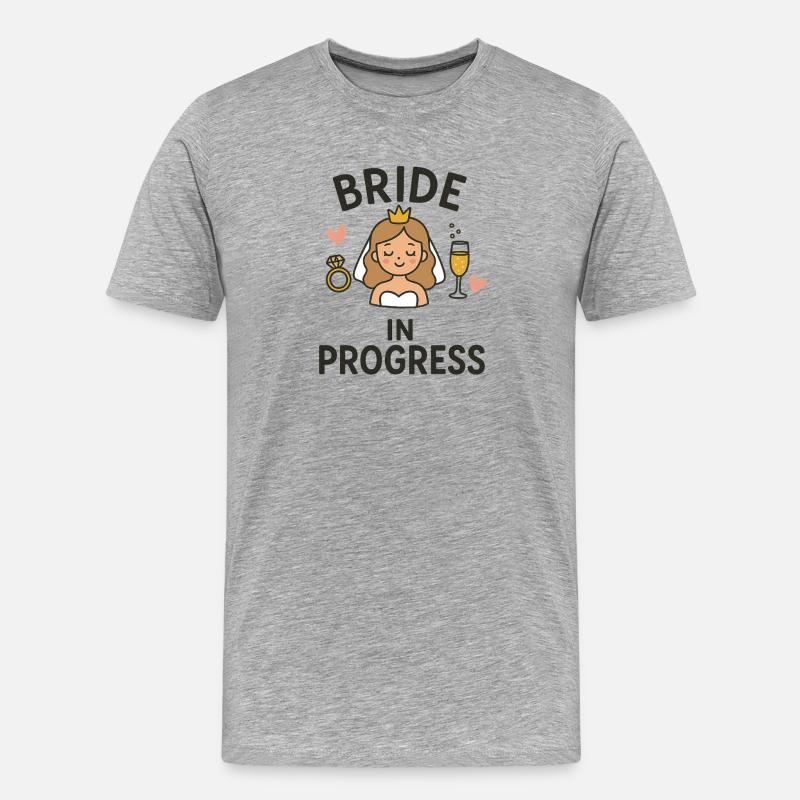 Bride in Progress – Lustiges JGA Brautdesign - Männer Premium Bio T-Shirt - Grau meliert