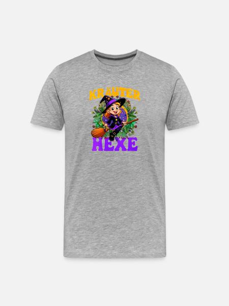 Witch with herbs and magic wand - Men's Premium Organic T-Shirt - heather grey