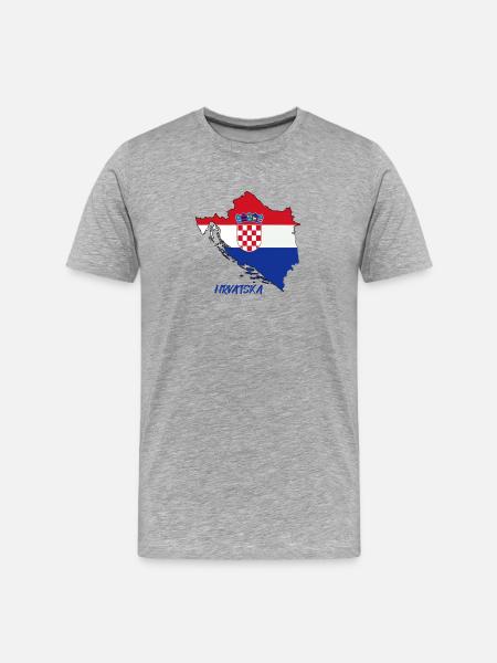 Croatia flag design on map - Men's Premium Organic T-Shirt - heather grey