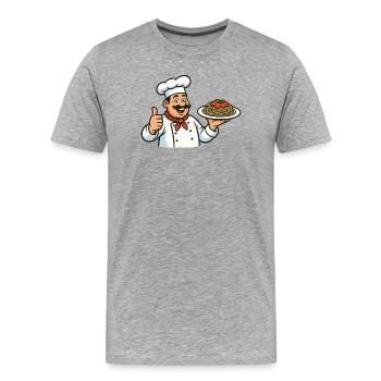 Kochkunst Pasta Illustration - Männer Premium Bio T-Shirt - Grau meliert - Vorne - Damien (186cm)