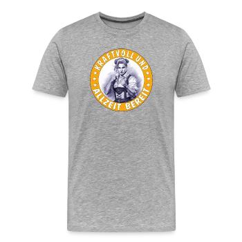 WOMAN POWERFUL AND ALWAYS READY - Men's Premium Organic T-Shirt - heather grey - Front - Damien (186cm)