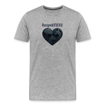 Illustration du respect de l’amour des animaux - T-shirt bio Premium Homme - gris chiné - Devant - Damien (186cm)