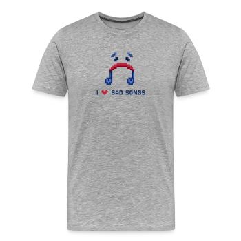 J’adore Sad Songs Pixel Art - T-shirt bio Premium Homme - gris chiné - Devant - Damien (186cm)