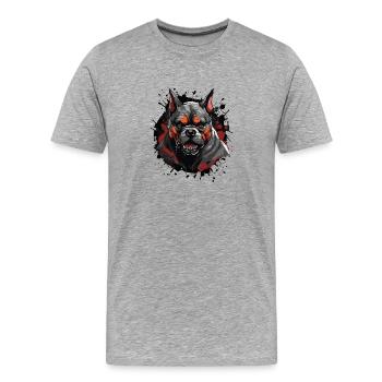 Bulldog Hund - Männer Premium Bio T-Shirt - Grau meliert - Vorne - Damien (186cm)