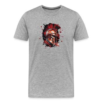 Casque Spartiate Guerrier Gladiateur - T-shirt bio Premium Homme - gris chiné - Devant - Damien (186cm)