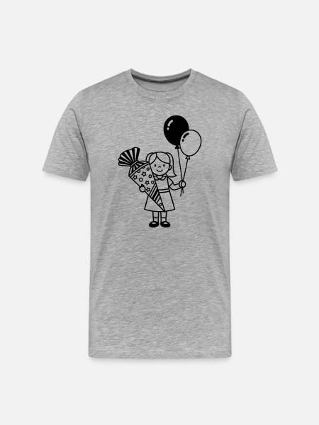 School enrollment girl with school cone - Men's Premium Organic T-Shirt - heather grey