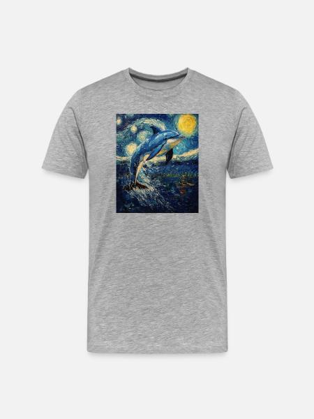 Delfin Van Gogh Style Starry - Men's Premium Organic T-Shirt - heather grey