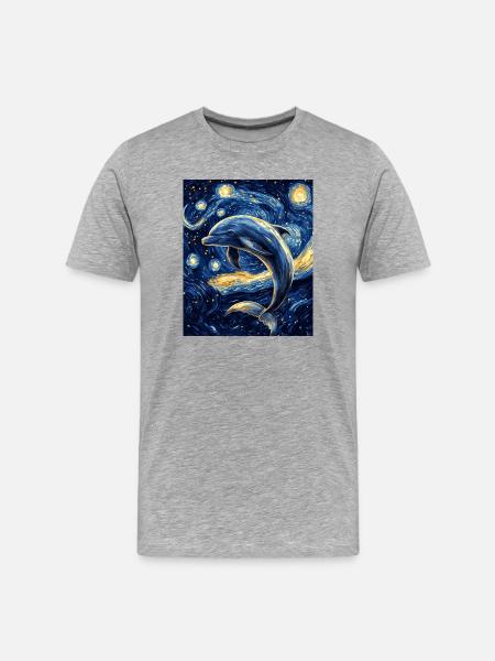 Delfin Van Gogh Style Starry - Men's Premium Organic T-Shirt - heather grey