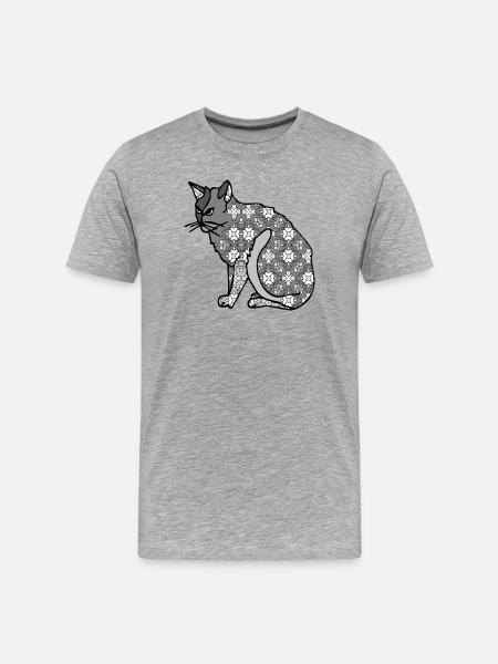 chat - T-shirt bio Premium Homme - gris chiné